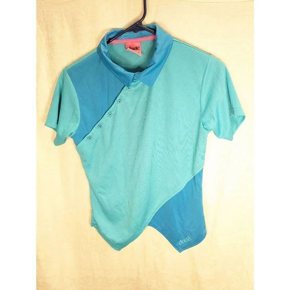 Dude Disc Golf Top Light Blue Pink Authentic Apparel USA Small S